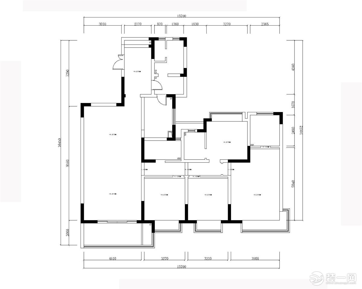 【红蚂蚁装饰】水漾花城200㎡+新中式+户型图  四室两厅全包45万