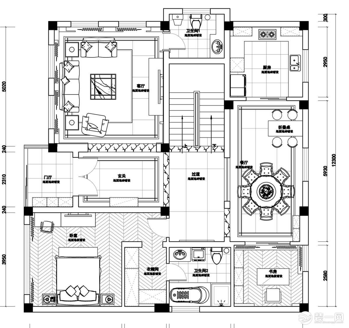 【红蚂蚁装饰】常熟自建别墅300㎡+新中式+户型图  别墅全包108万