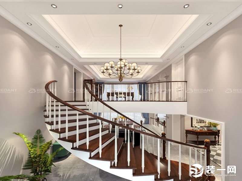 【红蚂蚁装饰】宝岛花园+现代美式风格+楼梯 别墅 400平140万全包