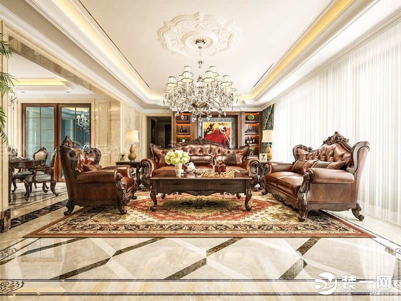【红蚂蚁装饰】狮山御园+欧式风格+客厅 平层 170平50万全包