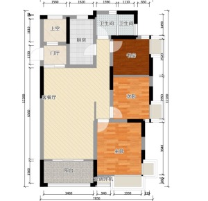 【红蚂蚁装饰】峰尚公寓+现代+户型图  三室两厅全包20万