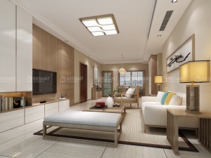 【红蚂蚁装饰】风华里+现代日式风格+客厅 平层 140平32万全包