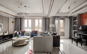 【红蚂蚁装饰】中央景城+现代轻奢风格+客厅 平层180平52万全包