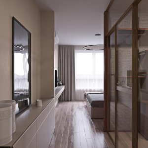卧室采用暖灰色系，一如既往采用了简约北欧风，美观的同时兼顾功能性，简约而不间断。