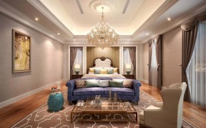 合肥新概念装饰   中海滨湖公馆113平方现代简欧风格卧室装修效果图