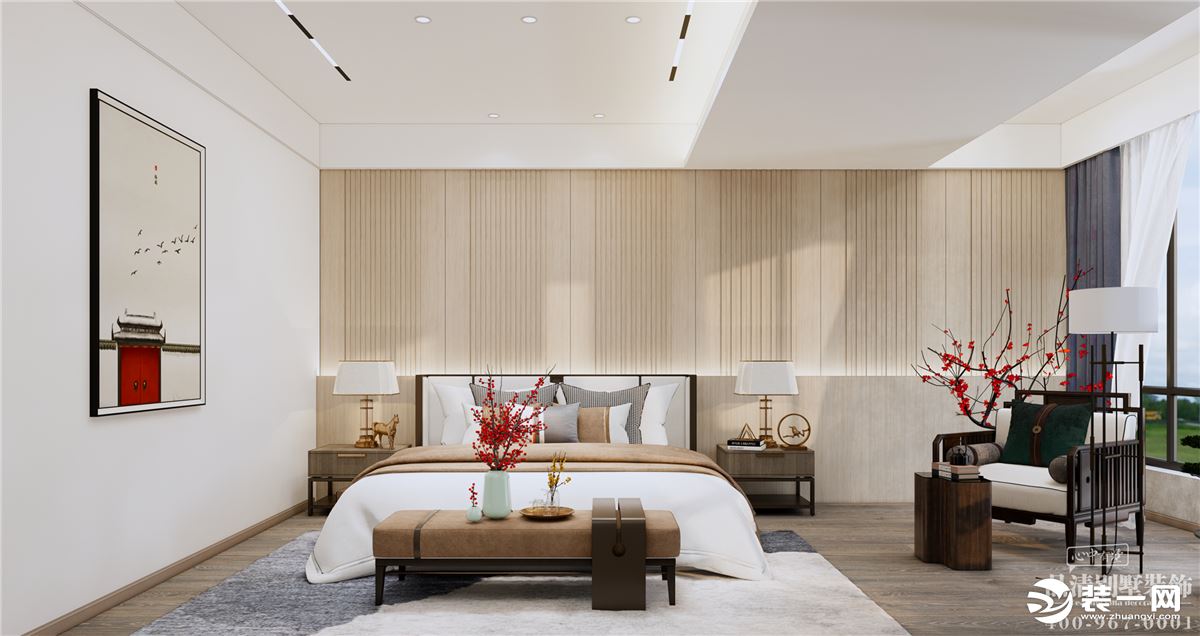 原木色与白色交织的卧室，为一家人提供优质的睡眠。