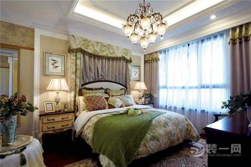 武汉百瑞景中央生活区140平三居室美式卧室实景图