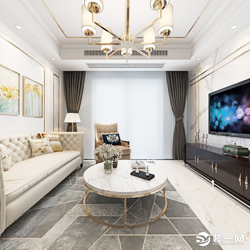 光谷新世界93m²美式轻奢二居室——客厅