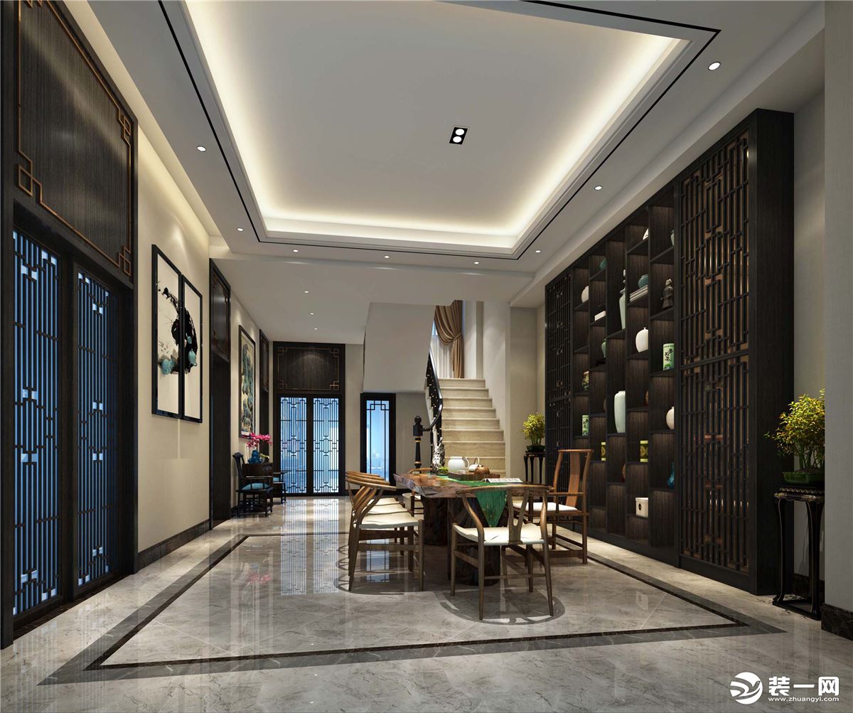 惠州华浔品味装饰山水江南400平方新中式风格休闲区茶室效果图案例