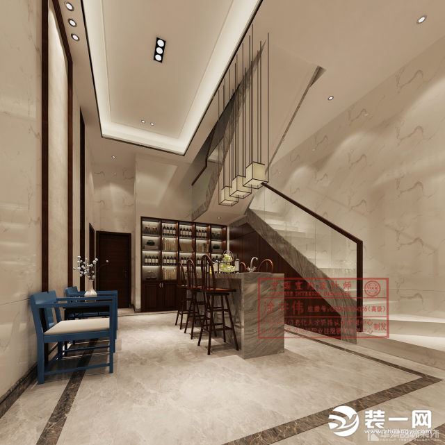惠州华浔品味装饰中州中央平墅别墅320平新中式风格休闲室效果图