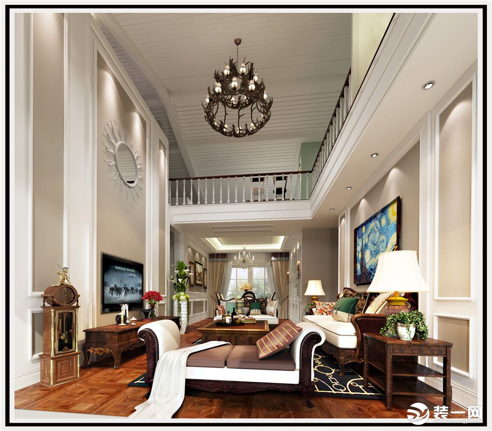 惠州华浔品味装饰水悦龙湾复式240平米现代美式客厅效果图