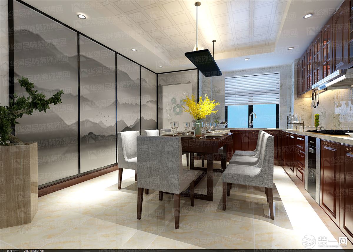 惠州华浔品味装饰龙门富力养生谷别墅360平米中式风格餐厅效果图