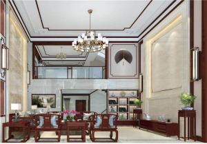 惠州华浔品味装饰义和别墅320平中式风格效果图案例