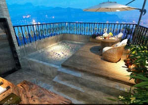 惠州华浔品味装饰龙门富力养生谷别墅360平米中式风格天台泳池养生效果图