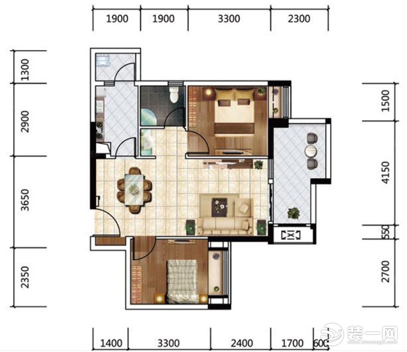 此案例是2居室小戶型，北歐輕奢風(fēng)，整體利用金屬和墨綠色軟裝進(jìn)行裝飾，不僅給人高級感，同時又不失溫馨。