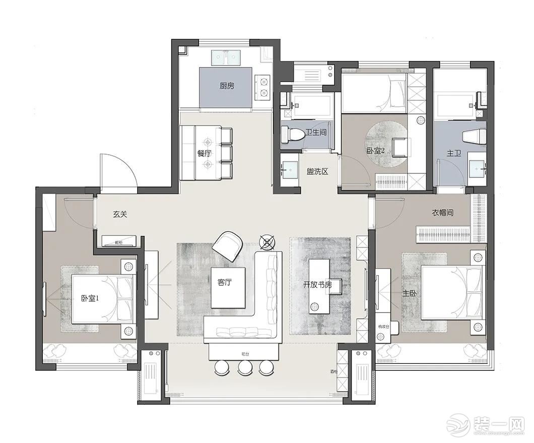 欧郡146m²-现代简约风格【金螳螂装饰】