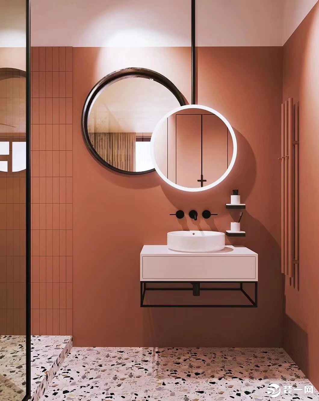 卫生间做了干湿分离，设计手法上以现代潮流为主。
