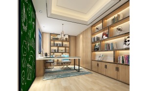 书房绿色的墙面设计视觉感更好。