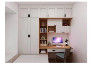 卧室定制衣柜及书桌柜一体化设计，空间更灵活