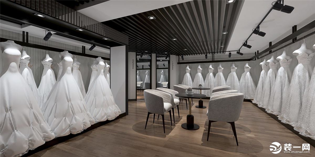 婚纱摄影—衣帽室，色彩简单却不单调，主色调为白色，营造出圣洁、舒适的空间。