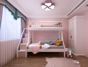 女孩的臥室僅僅用了粉色墻面與木地板搭配十分溫馨 更重要的是留出了孩子活動的空間 不要擁堵 寬敞的臥室