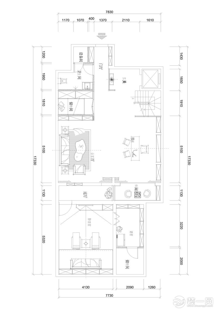 安泰順德裝飾龍湖天瑯140平別墅裝修--地下二層平面布置圖