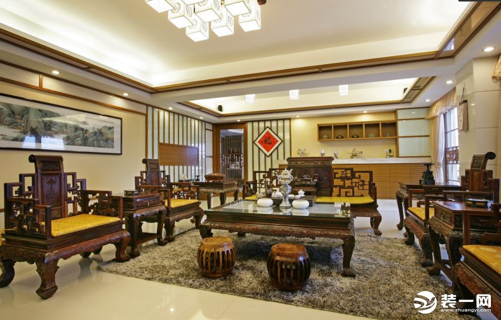 禹州市 书香门邸小区130平方-新中式客厅装修图片