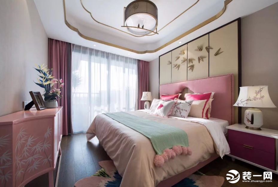 许昌水岸金城	 新中式装修风格-卧室装修效果图-新中式图片