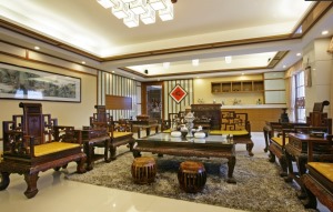 禹州市 书香门邸小区130平方-新中式客厅装修图片