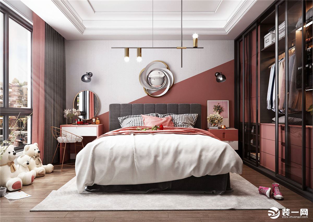 墙面颜色搭配与软装配饰结合，温馨舒适。