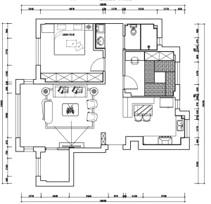 枫丹丽城93平二居室北欧风格效果图平面布局图