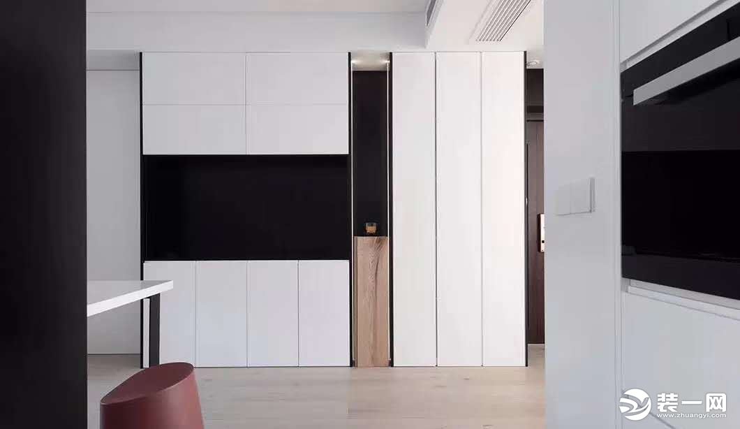 宁波甬筑装饰明东社区白色现代极简主义风格装修设计案例图衣柜