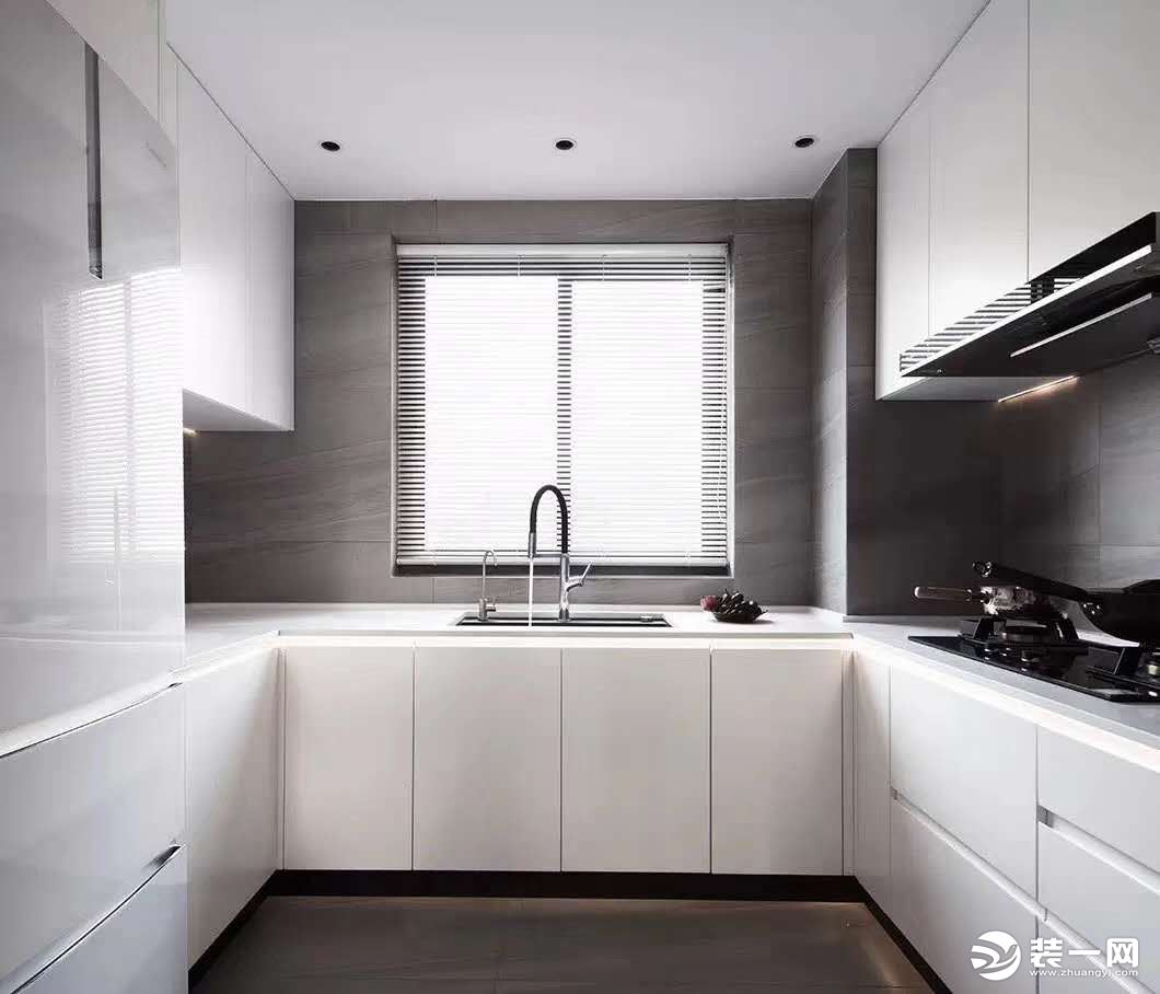 宁波甬筑装饰明东社区白色现代极简主义风格装修设计案例图厨房