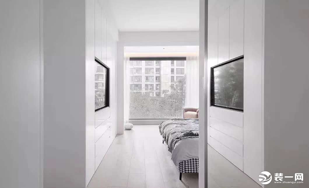 宁波甬筑装饰明东社区白色现代极简主义风格装修设计案例图卧室