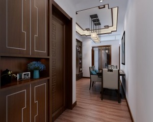 六合幸福门新中式风格128平方的3室2厅玄关装修效果图-苏派装饰