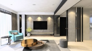 华新锦绣尚郡110m²现代轻奢风格设计装修案例 3室一厅