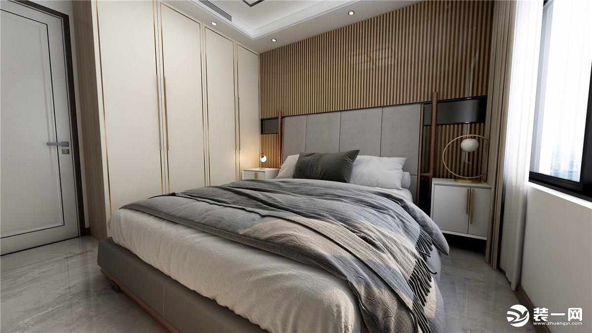 【烟台明昌装饰】天泰城95平米新中式风格全包装修卧室设计效果图