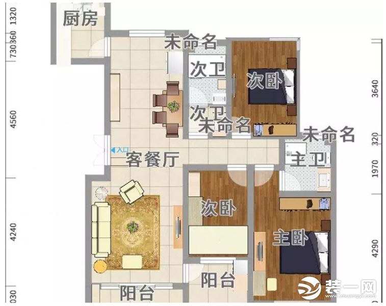 平凉美呈装饰梅苑小区112平二室现代风格效果图