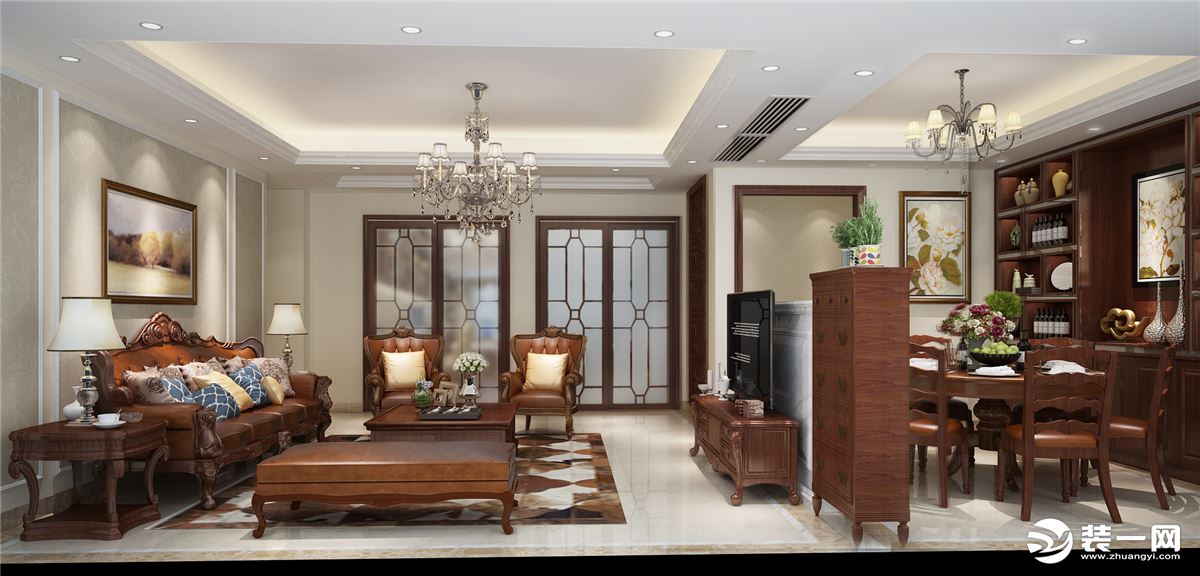 客厅 古典美式家具彰显大气，质朴尊贵，能够透露出历史和文化的内涵。