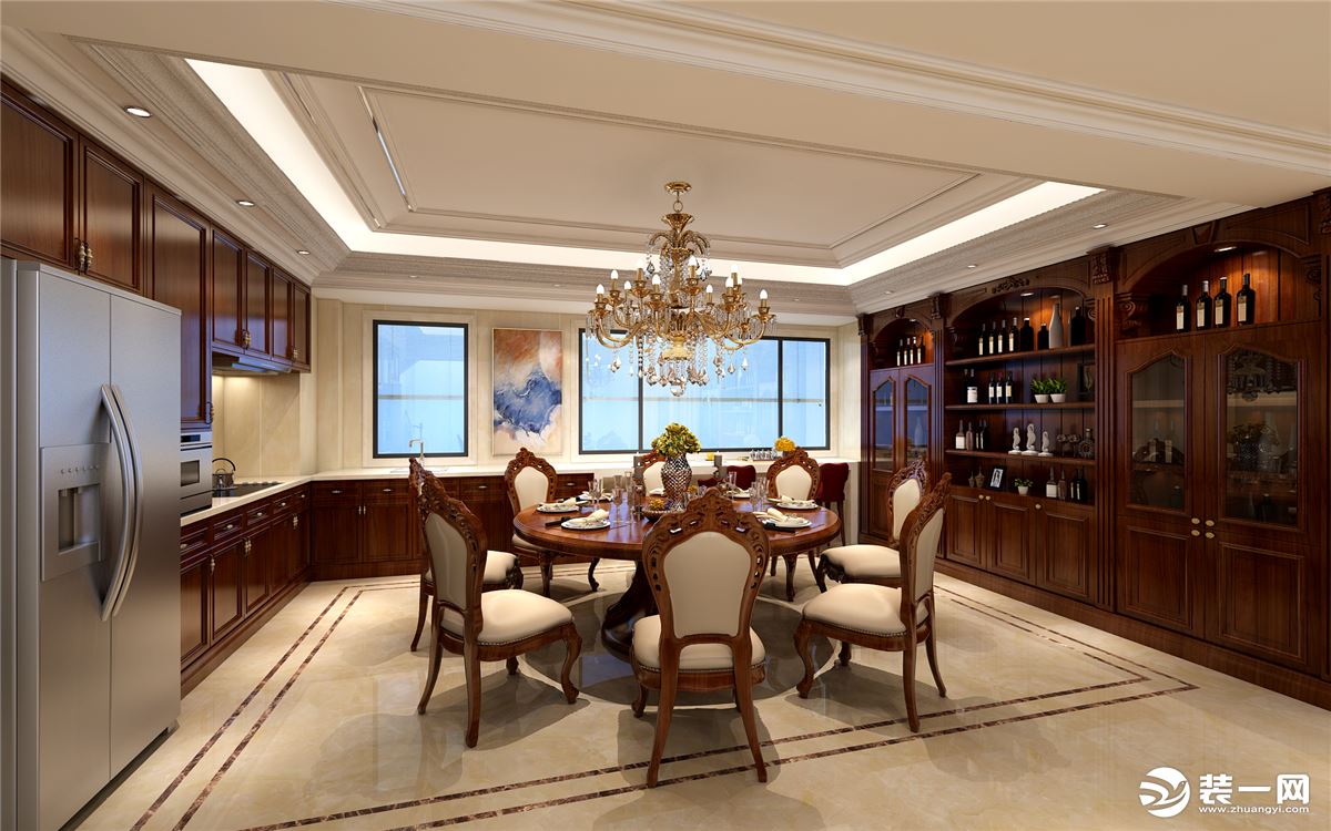 餐厅 精致的酒柜，复古典雅的装饰，营造空间优雅的艺术感。