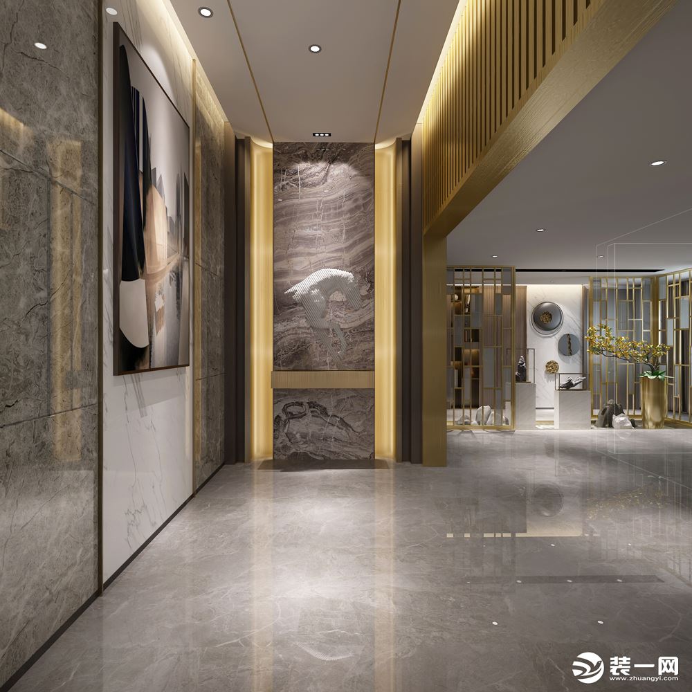 负二层玄关 简练的设计与不锈钢大理石材质搭配，时尚奢华。