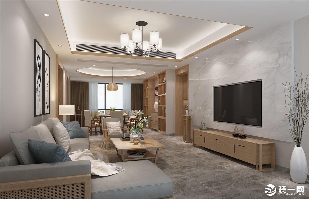 客厅 营造的氛围是简洁而有儒雅的空间，自然原木色的家具清新而又淳朴。