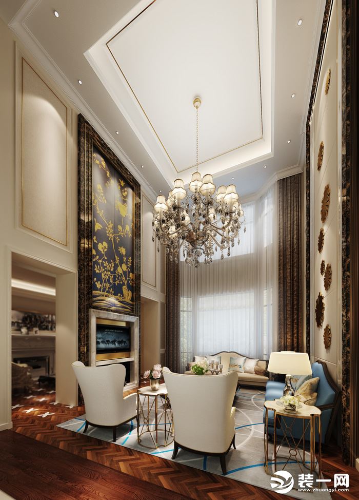客厅 将大理石融入空间豪华大吊灯，展现出超脱浮华的高贵气质。