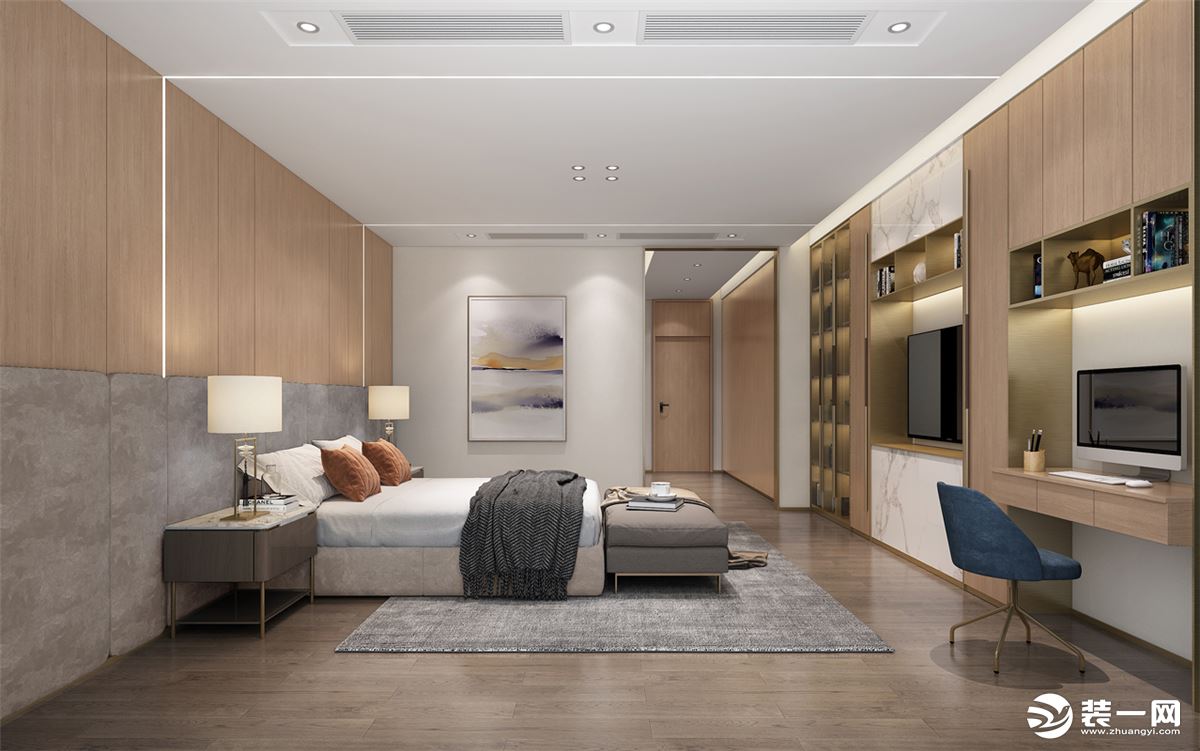 睡房2 以利落的现代质感呈现，简约的设计造型，原木色调，于细节之处彰显精致美。