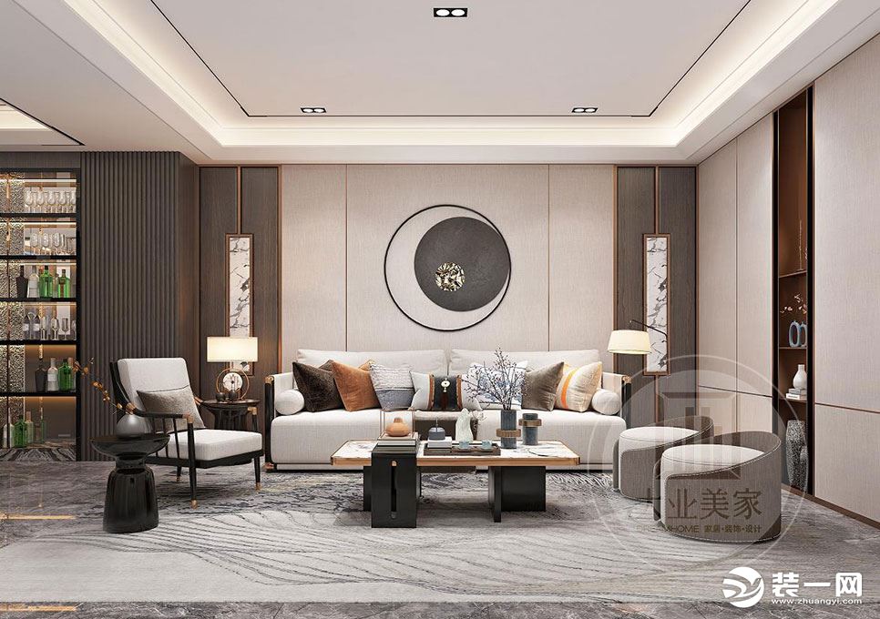 采用简洁硬朗的直线条，迎合中式家具的内敛质朴的气质。