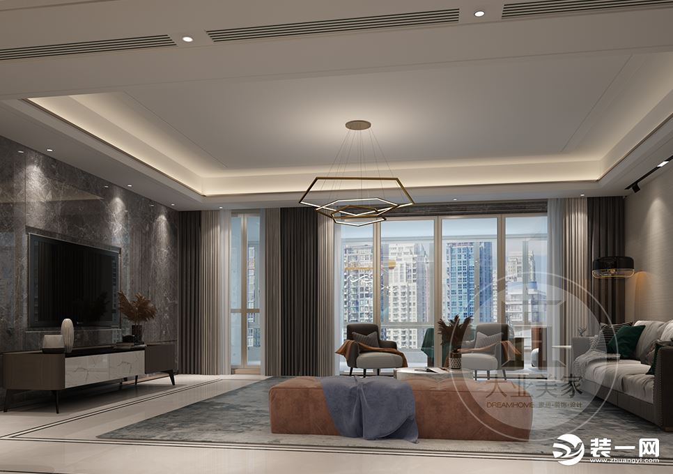 客厅宽敞简约设计为主，让整体空间有较大采光面，简约通透。