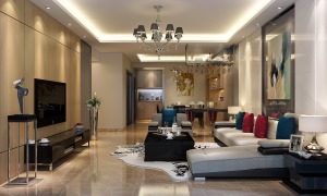 客厅 简约时尚的家具也是常用的元素，结合冷艳的不锈钢材质突显现代个性的空间主题。