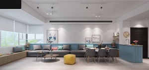 客餐厅 大片的白色，点缀蓝色的家具。不可缺少的挂画也是随意摆放
