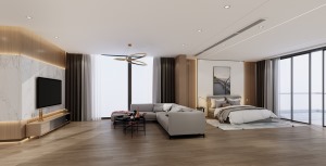 套房 天然清新的木质地板、搭配上舒适简洁的家居，让整个空间拥有自然、个性的特征。