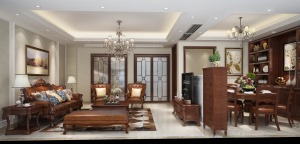 客厅 古典美式家具彰显大气，质朴尊贵，能够透露出历史和文化的内涵。